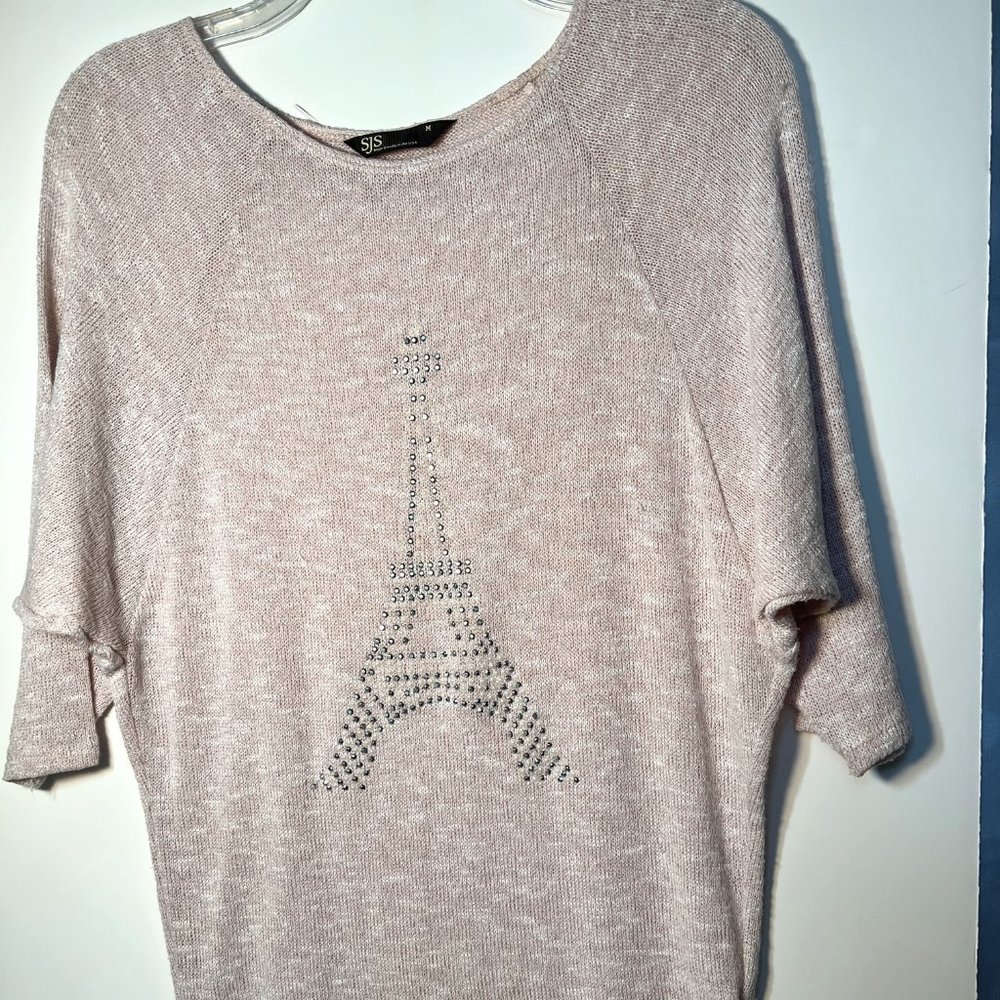 SJS-Made in USA-Knit Sweater/Paris-Medium-Sparkle Silver Beads-Pearl-Casual